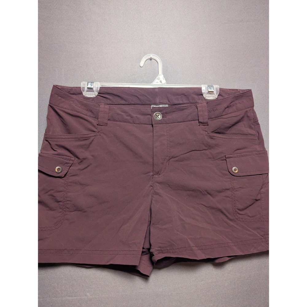 Eddie Bauer Travex Cargo Shorts Womens 10 Burgundy Utility Pockets Flat Front